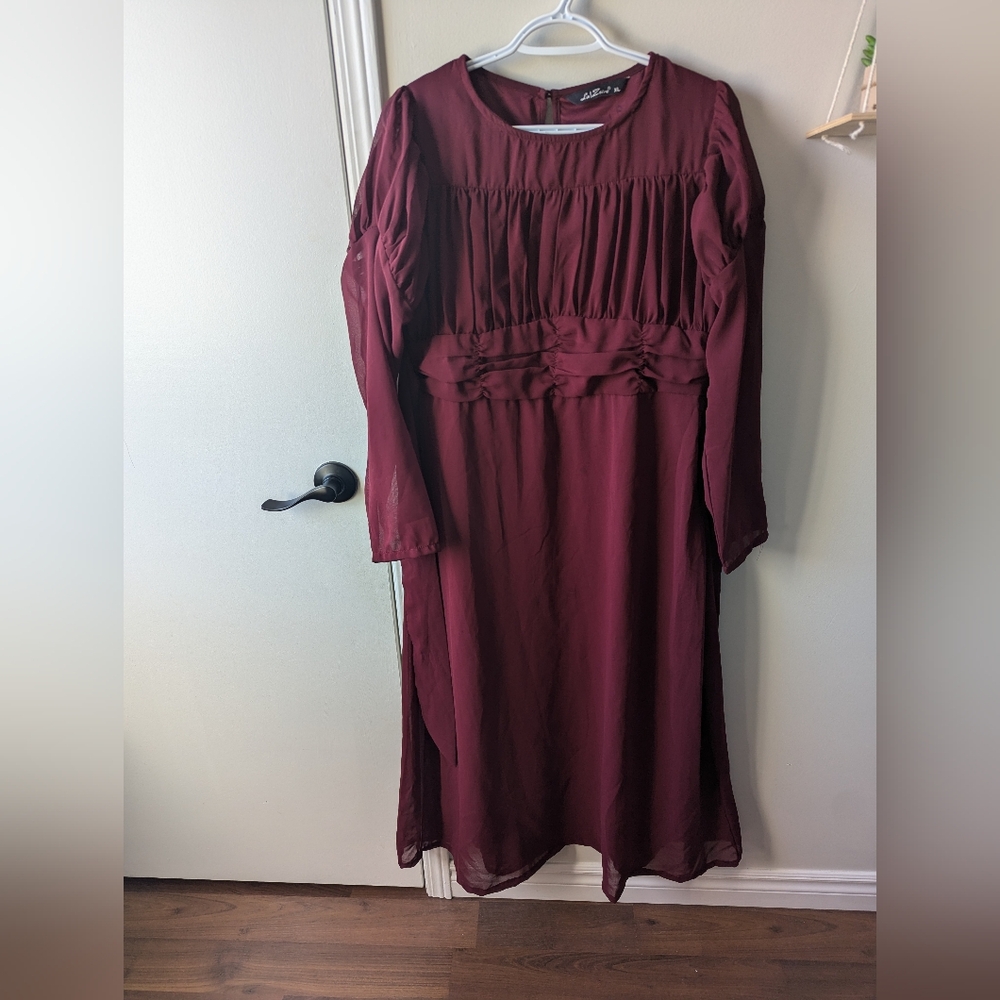 Elegant Burgundy Women's Dress